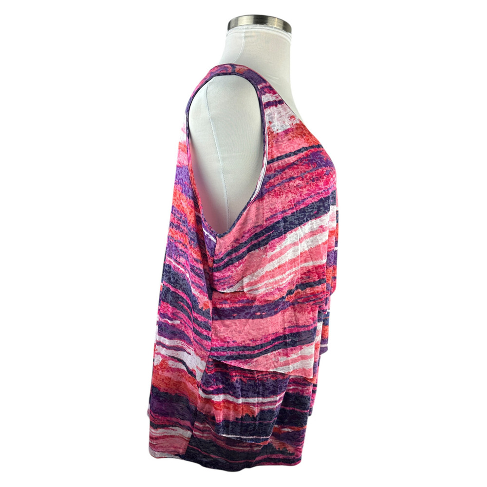 ✨2/$20 NWT Catherines Sleeveless Tiered Top Semi Sheer Purple Pink Plus Size 3X - Picture 10 of 12